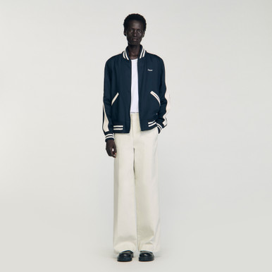 Zip up varsity jacket Navy | Sandro Paris