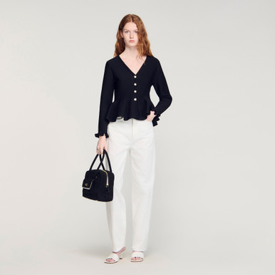Peplum cardigan Black | Sandro Paris