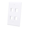 INTELLINET 163316 PLACA FACEPLATE 4CAV UTP KEYSTONE / RJ45 / blanco, Tapa de salida cuádruple Montaje al ras de la pared Incluye protección de polvo para un diseño atractivo Utiliza cualquier keystone jack estándar.