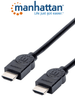 MANHATTAN 355308- Cable HDMI de Alta Velocidad de 1.5 metros/ Resolución 4k@30Hz,ARC, 3D, 4K@30Hz, HDMI Macho a Macho, Blindado, 1.5 m (5 ft), Negro,Un cable de alta velocidad que ofrece un rendimiento de alta definición.HDMI