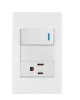 VOLTECK PA-APCO1-EB 45590 PLACA ARAMADA 1 INTERRUPTOR 1 CONTACTO 1 MODULO LINEA ESPAÑOLA BLANCA FABRICADA EN POLICARBONATO INDICADOR NOCTURNO FLUORESCENTE  