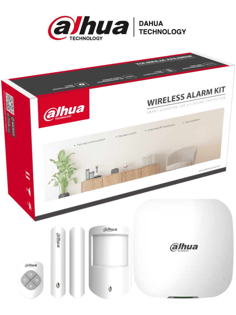 DAHUA DHI-ART-ARC3000H-03-FW2 - Kit Alarma Inalámbrico con Conexión 4G, Wifi, Ethernet/Monitoreo por APP/Incluye Panel Ethernet, WiFi, 3G, 4G (Dual SIM); 1 Sensor de Movimiento; 1 Contacto Magnético.