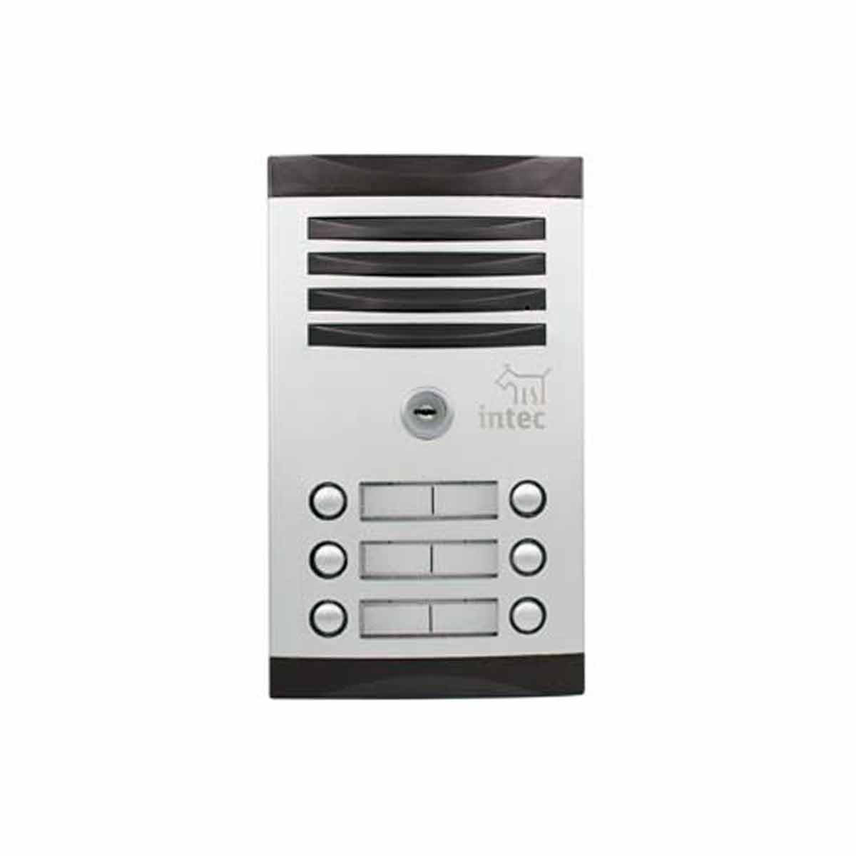 INTEC TNK-6 FRENTE 6 BOTONES Para Interfón Color Aluminio, Frente de calle de empotrar de varios botones para edificio línea tec.