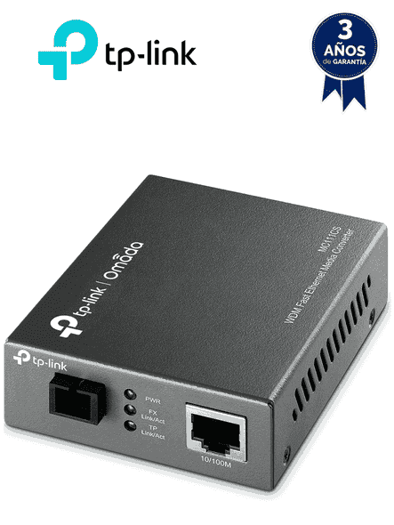 TP-LINK MC112CS - Convertidor de Fibra Óptica WDM Monomodo con 1 puerto RJ45 10/100 Mbps y 1 puerto SC/UPC 100 Mbps / Hasta 20 Km /Plug and Play