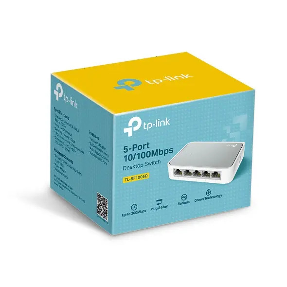 TP-LINK TL-SF1005D - Switch de escritorio con 5 puertos RJ45 Fast Ethernet, diseño en plástico y configuración plug and play. 5 puertos RJ45 Fast Ethernet 10/100Mbps, diseñado para expandir de manera sencilla.