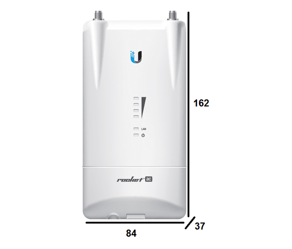 UBIQUITI ROCKET R5AC-LITE - Radio conectorizado Airmax AC 5GHz para exterior, con tecnología MIMO y 2 conectores RP-SMA. Potencia de transmisión de 27 dBm y rendimiento de hasta 500 Mbps.