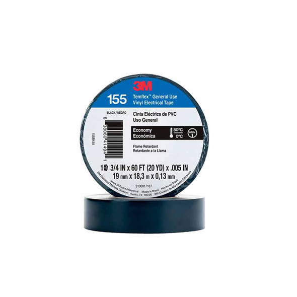 3M 3-M-155 Cinta Aislante 3M™ Temflex® 155, Negra, 19 mm x 18 m 
