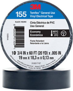 3M 3-M-155 Cinta Aislante 3M™ Temflex® 155, Negra, 19 mm x 18 m 