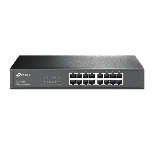 TP-LINK TL-SG1016D - Switch Gigabit no administrable de 16 puertos 10/100/1000 Mbps para escritorio/rack. Ideal para ampliar la conectividad en redes locales tanto para escritorios como para racks. Ofrece una transmisión de datos rápida y estable.
