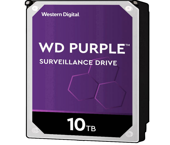 WESTERN DIGITAL WD102PURP - Disco Duro de 10TB Purple PRO/ Especial para Videovigilancia con IA/ Tecnología IA AllFrame/ Interface: Sata 6 Gb/s / Cache 512 M / Hasta 64 Cámaras/ 32 Secuencias de IA para Análisis de Aprendizaje Profundo