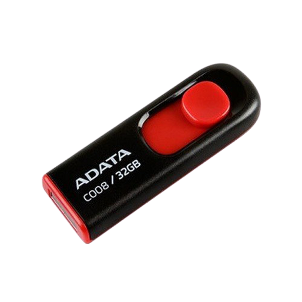 ADATA AC008-32G-RKD MEMORIA USB 2.0 32GB / NEGRO-ROJO,SU ELEGANTE DISEÑO INCLUYE   UN CONECTOR USB DESLIZANTE SE ENGANCHA EN UN LLAVERO O TELEFONO MOVIL.