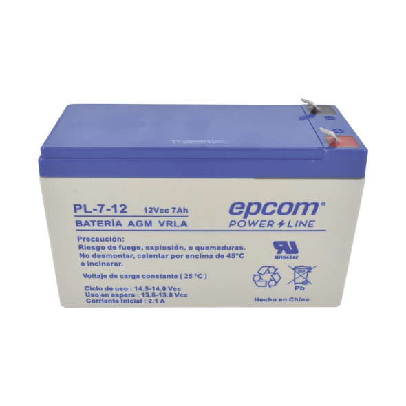 EPCOM PL-7-12 Batería 12 Vcc / 7 Ah / UL / Tecnología AGM-VRLA / Para uso en equipo electrónico Alarmas de intrusión / Incendio/ Control de acceso / Video Vigilancia / Terminales F1 / Cargador recomendado CHR-80. EPCOM PL-7-12 Batería 12 Vcc / 7 Ah / UL / Tecnología AGM-VRLA / Para uso en equipo electrónico Alarmas de intrusión / Incendio/ Control de acceso / Video Vigilancia / Terminales F1 / Cargador recomendado CHR-80.