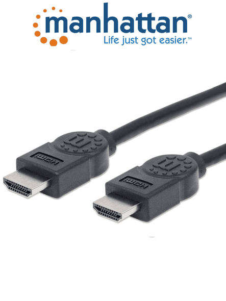 MANHATTAN 306119- Cable HDMI de Alta Velocidad de 1.8 Metros/ Resolución 4k@30Hz/ Soprota 3D/ HDMI Macho a Macho/ Soporta Canal de Retorno de Audio (ARC)/ Blindado para Reducir Interferencia.