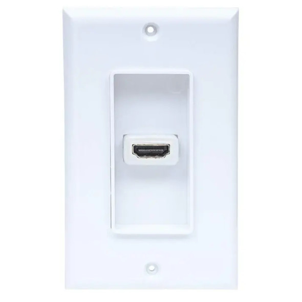 MANHATTAN 771719 Placa de pared HDMI de un puerto HDMI hembra a HDMI hembra, Tipo Conector, Blanco