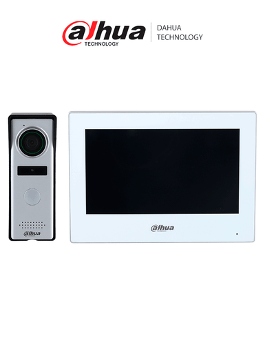 DAHUA DHI-KTH01 - Kit de Videopotero Hibrido/ Frente de Calle Analogico con Camara de 1.3 MP/ Monitor Touch de 7 Pulgadas WiFi/ 4 Hilos al Frente de Calle/ 6&1 E&S de Alarma/ Soporta Camaras IP/ Compattible App DMSS.