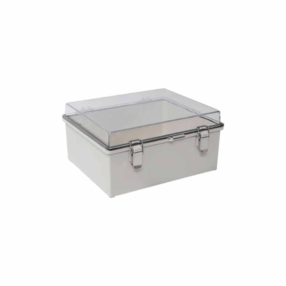 PRECISION PST172211ET Gabinete Plástico ABS, Puerta Transparente, Uso en Intemperie IP66 (170 x 220 x 110 mm) Cierre por Broches Inoxidables y Permite Cerrado por Candado y Llave (Perno 5mm) No Incluido 