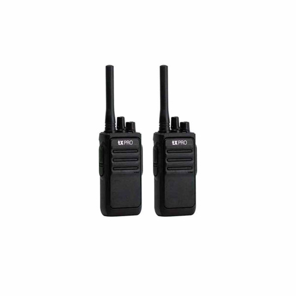 TXPRO TX-320DUO Par de radios analógicos, listos para utilizarse, operan en UHF 400-470 MHz de 2 watts de potencia. 