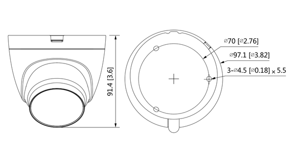 DAHUA HAC-HDW1500TLQN-A - Cámara Domo de 5 MP con micrófono integrado y lente de 2.8 mm. Ofrece iluminación IR hasta 30 metros, tecnología Starlight y es resistente al agua con clasificación IP67. Compatible con CVI, CVBS, AHD y TVI.