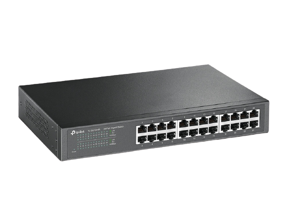 TP-LINK TL-SG1024D - Switch Gigabit no administrable de 24 puertos 10/100/1000 Mbps para escritorio/rack 35.7 Mpps de rendimiento para transferencia eficiente Cumple con ROHS, sin materiales peligrosos