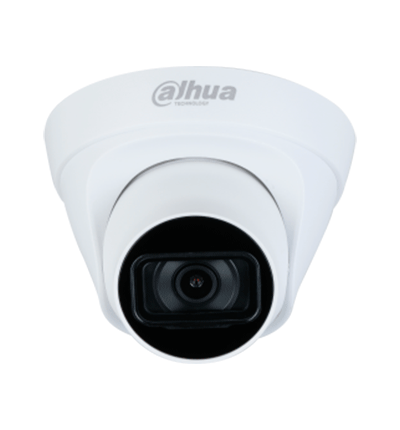 DAHUA IPC-HDW1230T1-A-S5-Cámara IP Domo 2MP con lente de 2.8 mm, ángulo de visión de 102 grados, micrófono integrado, IR de 30m, IP67, PoE, DWDR.