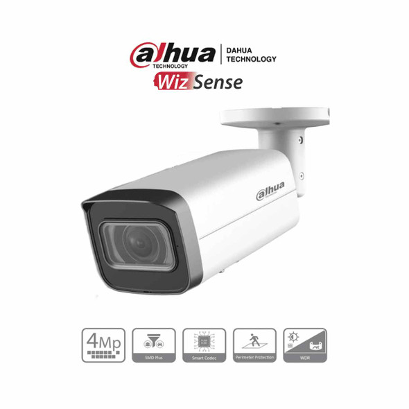 DAHUA IPC-HFW2441T-ZS - Cámara IP Bullet de 4 Megapíxeles/ Lente Motorizado de 2.7 a 13.5 mm/ WizSense/ IR de 60 Metros/ SMD Plus/ Protección Perimetral/ Ranura para MicroSD/ IP67/ Ik10 DAHUA IPC-HFW2441T-ZS - Cámara IP Bullet de 4 Megapíxeles/ Lente Motorizado de 2.7 a 13.5 mm/ WizSense/ IR de 60 Metros/ SMD Plus/ Protección Perimetral/ Ranura para MicroSD/ IP67/ Ik10