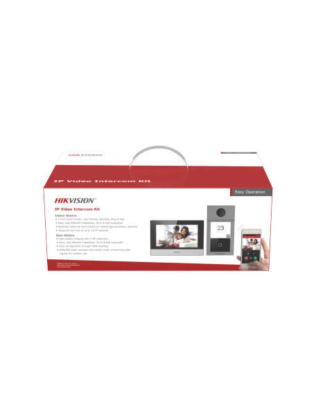 HIKVISION DS-KIS604-P(C) KIT IP VIDEOPORTERO PoE Estándar con llamada a App de Smartphone (Hik-Connect) / Apertura con Tarjeta MIFARE / Frente de calle IK08 & IP65 / Soporta 2 puertas.
