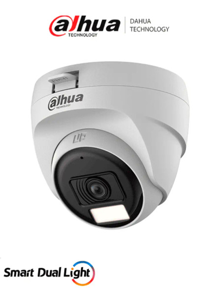 DAHUA DH-HAC-T1A51N-U-IL-A- Cámara Domo 5 MP Serie Cooper/ Lente 2.8 mm Apertura Hasta 106°/ Iluminación Dual Inteligente/ Micrófono Incorporado/ Iluminación Hasta 25Mts IR + 20Mts Luz Calida/ Plástico/ Ideal para Interior
