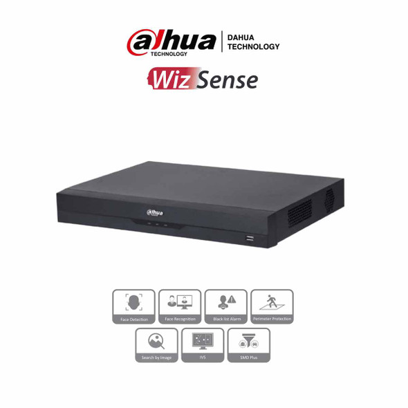 DAHUA NVR2208-8P-I2 - NVR de 8 Megapixeles/ 8 Canales IP/ WizSense/ 8 Puertos PoE/ Smart H.265+/ 1 Ch de Reconocimiento Facial y FD/ Hasta 10 Bases de Datos de Rostros/ 2 Puertos SATA/ SMD Plus/ Max. Decodificación de 6x1080p FPS/ Onvif