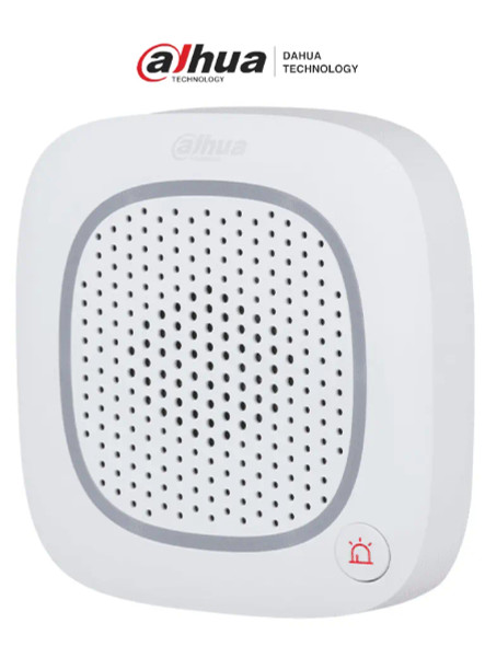 DAHUA DHI-ARA14-W2- Sirena intercom inalámbrica con audio bidireccional y múltiples sonidos (fuego, intrusión, pánico, médica y más). Compatible únicamente con HUB 2. Soporta botón de pánico para mayor seguridad y control