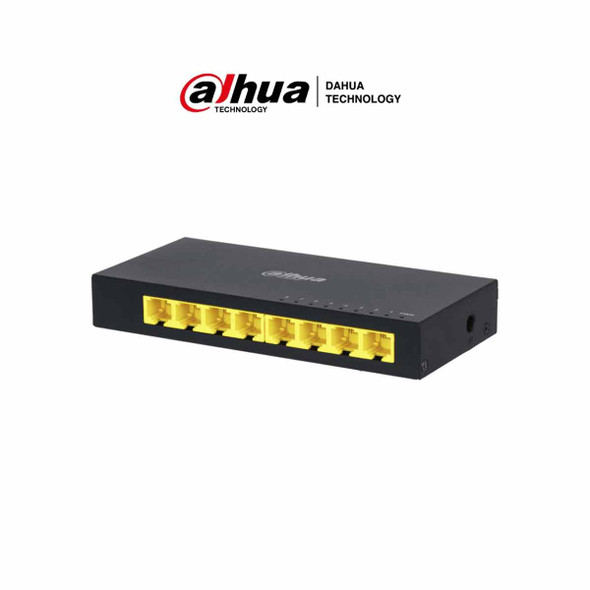 DAHUA DH-PFS3008-8GT-L-V2 - Switch para Escritorio 8 Puertos/ Gigabit Ethernet/ 10/100/1000/ Diseño Compacto/ Capa 2/ switching 16 Gbps/ Velocidad de Reenvio de paquetes11.9 Mbps