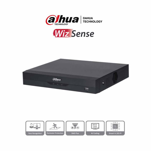 DAHUA XVR5116HS-I3 - DVR 16 Canales 5 Megapixeles Lite WizSense/ H.265+/ 16 Canales +8 IP/ Hasta 24 Canales IP/ 2 Canales de Reconocimiento Facial/ SMD Plus/ Protección Perimetral/ 1 Sata/ Soporta CVI/AHD/TVI/ CVBS e IP/ IoT&POS.