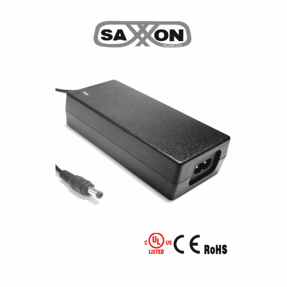 SAXXON PSU1204D - Fuente de poder regulada de 12 Vcc 4.1 Amperes/ Con Cable de 1.2 Metros/ Para Usos Multiples: Sistemas de CCTV, Acceso, ETC/ Certificación UL.