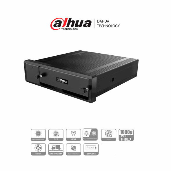 DAHUA DHI-MXVR4104-GFI - DVR Móvil de 4 Canales HDCVI 1080p+4 Canales IP/ H.265
