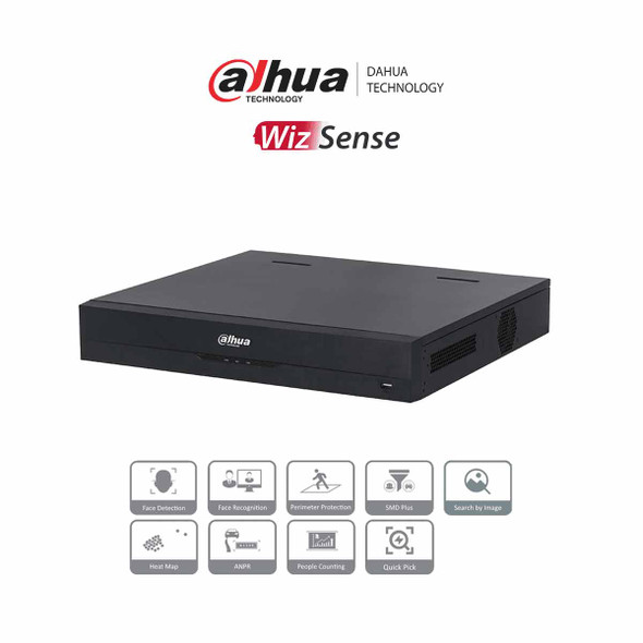 DAHUA DHI-NVR4432-16P-EI - NVR de 8 Megapíxeles/ 4K WizSense/ 32 Canales IP/ 16 Puertos PoE/ 4 Bahías de Discos Duros/ Smart H.265+/ 1 Canal de Reconocimiento Facial/ SMD Plus/ Rendimiento de 256 Mbps/ Quick Pick