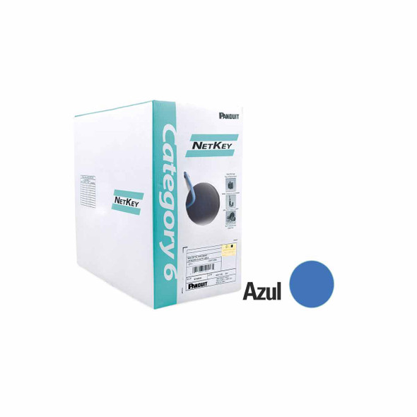 Bobina de Cable UTP 305 m. de Cobre, NetKey, Reelex, Azul, Categoría 6 (24 AWG), 1000Mbps, PVC (CM), de 4 pares 
