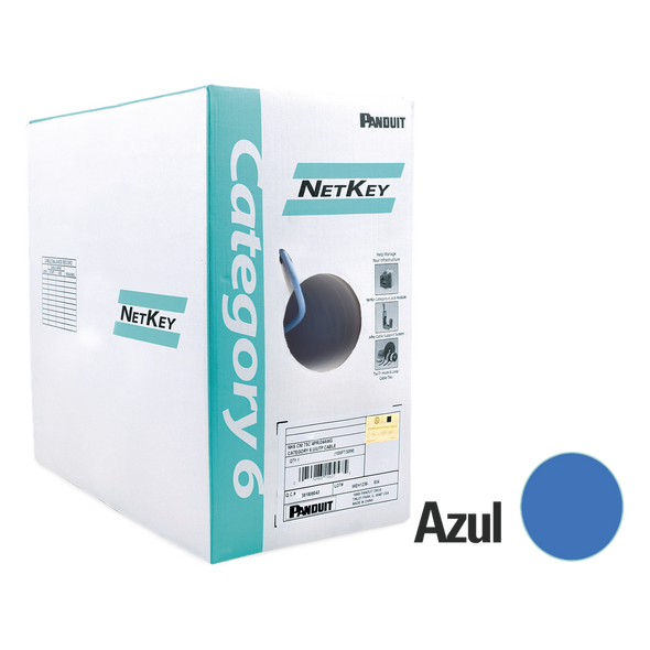 Bobina de Cable UTP 305 m. de Cobre, NetKey, Reelex, Azul, Categoría 6 (24 AWG), 1000Mbps, PVC (CM), de 4 pares 