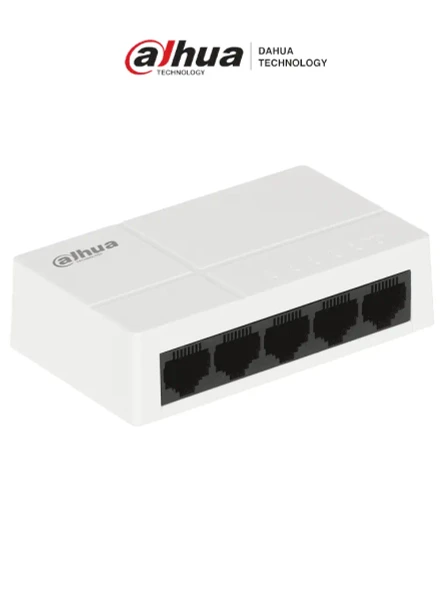 DAHUA PFS3005-5GT-L - Switch para Escritorio 5 Puertos/ Gigabit Ethernet/ 10/100/1000/ Diseño Compacto/ Capa 2/ Switching 10 Gbps/ Velocidad de Reenvio de Paquetes 7.44 Mbps/ Blanco.