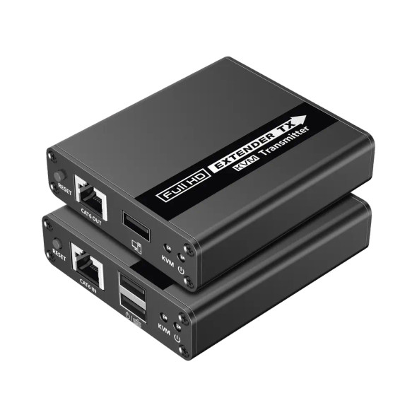 EPCOM TITANIUM TT223KVM Kit extensor KVM (HDMI y USB) | 40m 4k@30Hz 40m | 1080P@60Hz | Cat 6, 6a y 7 | CERO LATENCIA | HDR | Salida Loop | Uso 24/7 | Salida de audio de 3.5mm | Transmite el Video y Controla tu DVR vía USB a distancia. 