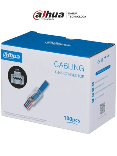 DAHUA DH-PFM976-631-PT - Caja con 100 Plugs Pass through RJ45 Cat6/ Chapado de Oro de 15 U"/ Clasificación de Resistencia al Fuego UL94V-2