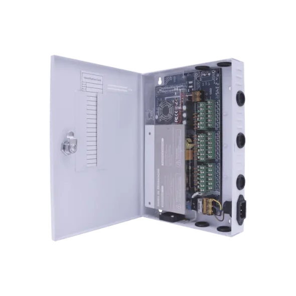 EPCOM XP18DC30UD Fuente PREMIUM / 11-15 V / 18 canales / 30 A / Alta tecnología en seguridad / Doble ventilador / Hasta 1.85 Amperes por Salida / Filtro de Ruido por canal /Voltaje de salida ajustable 11-15 VCC Entrada100-240 VCA Gabinete de metal.