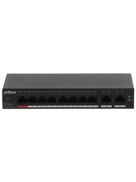 DAHUA CS4010-8ET-110 - Switch Poe de 10 Puertos/ 8 Puertos PoE 10/100/ 2 Puertos Uplink 10/100/1000/ 110 Watts Totales/ Administrable en la Nube por DoLynk Care/ PoE 250 Metros/ Carcasa Metalica/ Switching 5.6 Gbps.