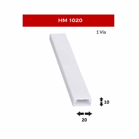 HM HM1020-2 Canaleta de PVC - 10X20MM - 2 Metros - Color Blanco