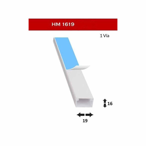 HM HM1619A-2 Canaleta de PVC Blanca 16 x 19 mm Adhesiva 2 Metros