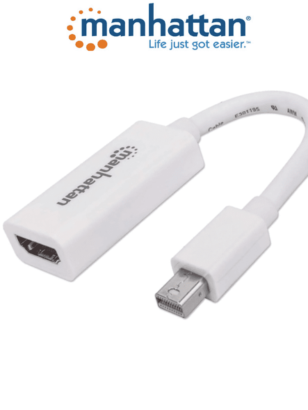 MANHATTAN 322461 - Adaptador Pasivo de Mini DisplayPort a HDMI/ Mini DisplayPort Macho a HDMI Hembra/ Soporta Una Resolución de 1080p@60Hz/ Soporta Audio sin Compresión/ 