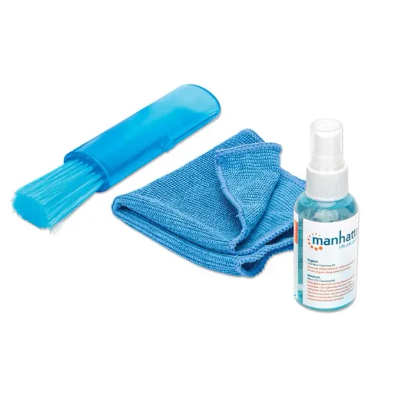 MANHATTAN 421010 - Kit de Limpieza para Pantallas LCD/ Libre de Alcohol/ Incluye Solución de Limpieza/ Brocha y Paño de Microfibra/ 