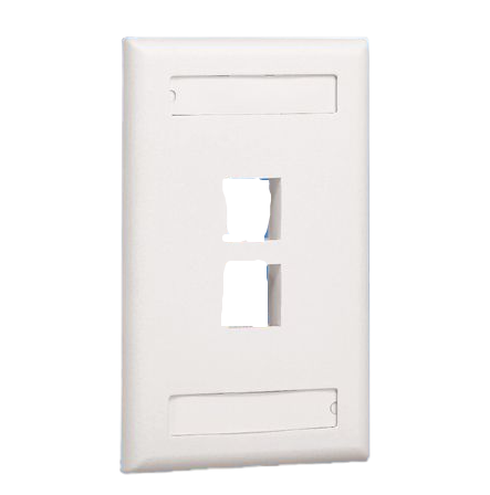 PANDUIT NK2FWHY Placa de Pared Vertical, Salida Para 2 Puertos Keystone, Con Espacios Para Etiquetas, Color Blanco