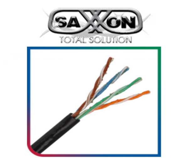 SAXXON OUTPCAT5EGCOPEXT- Cable UTP 100% cobre de 305M/ Categoria 5e con gel/ Exterior/ Color negro/ Para aplicaciones CCTV y redes