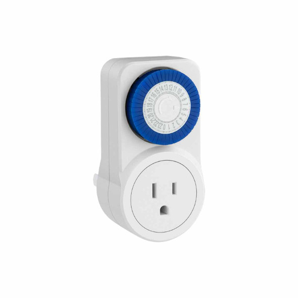 STEREN TEMP-24H/MINI TEMPORIZADOR 24 HRS Programa y automatiza el encendido y apagado de tus equipos, Lapso mínimo programable de 30 minutos,  Clavija y contacto polarizados, Clavija y contacto polarizados