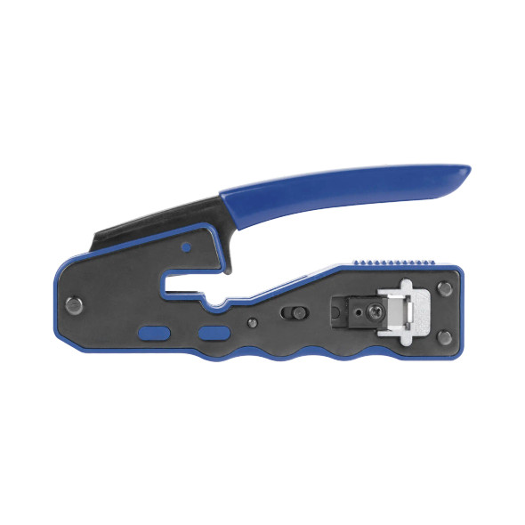 EPCOM EP670 HERRAMIENTA DE CORTE Y TERMINADO DE PLUGS PASS THROUGH RJ45, ACERO AL CARBON Y MANGO ERGONOMICO ABS + TPR.