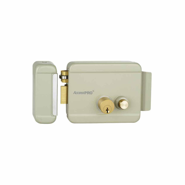  ACCESSPRO ACCESSRIMBL CERRADURA ELECTRICA IZQUIERDA / Incluye Llave / Exterior, 12.9 x 3.8cm, con Botón de Salida